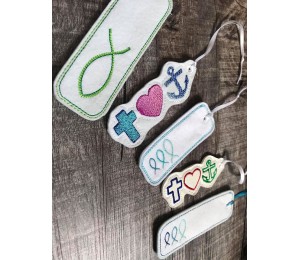 Stickserie ITH - Christliche Motive Lesezeichen Anhänger Fisch